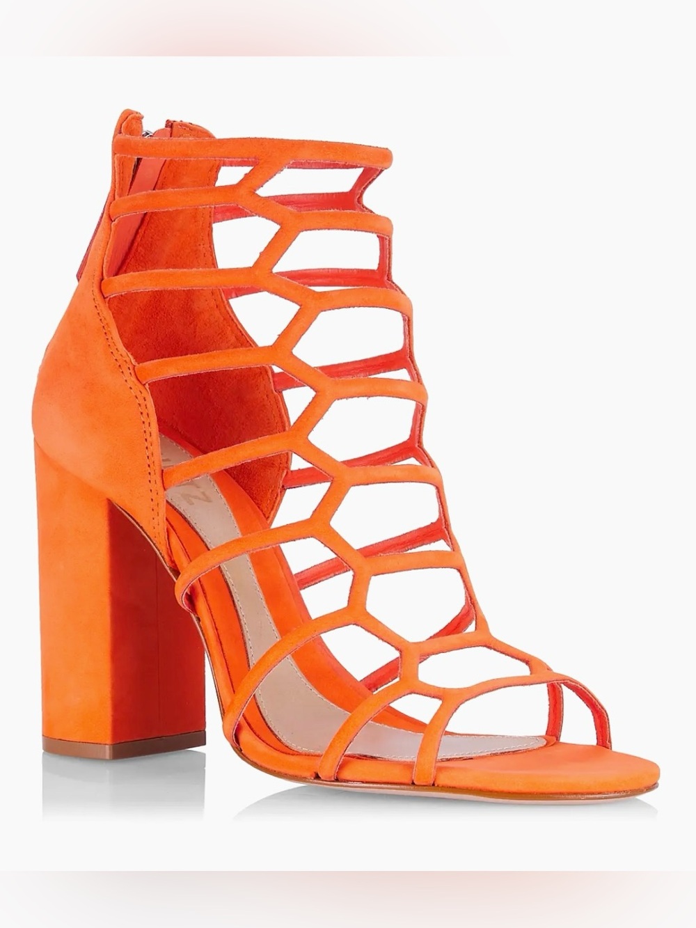 Schutz Julianna Orange Suede Gladiator Block Heels Sandals Sz 6.5